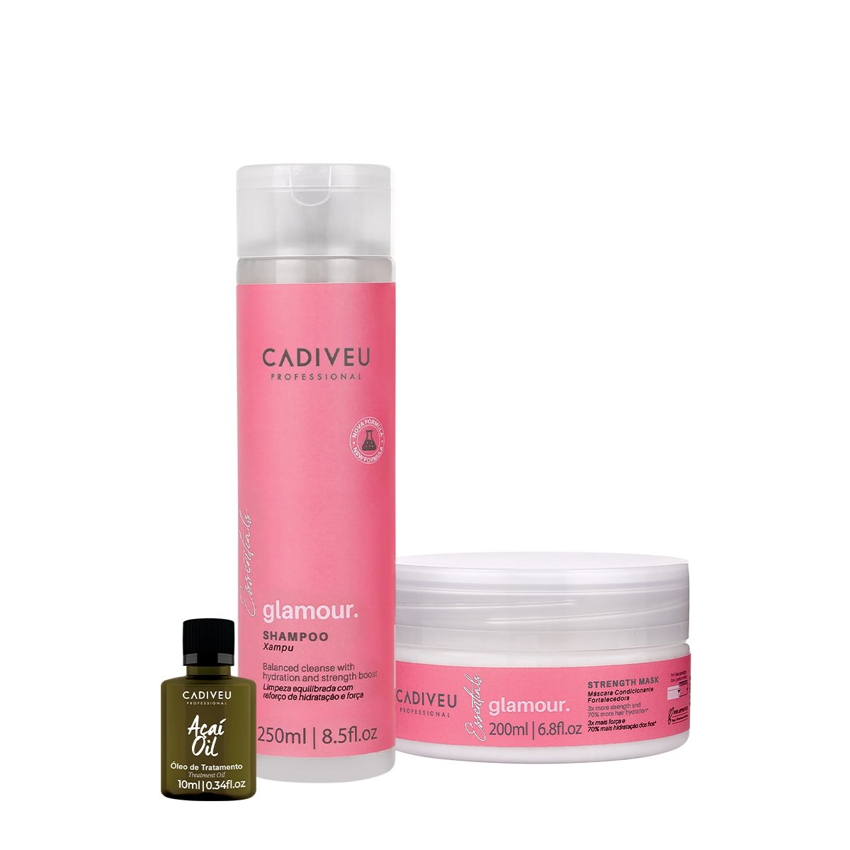 Kit Cadiveu Profissional Essentials Glamour Shampoo Mascara e Acai Oil P (3 produtos) ÚNICO 1
