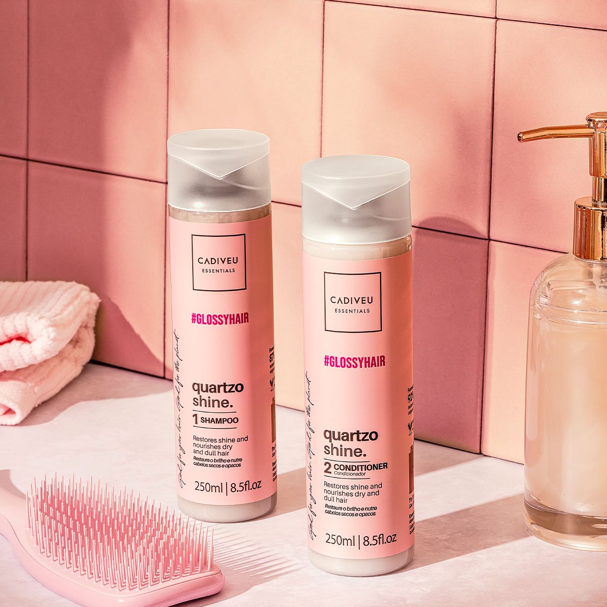 Kit Cadiveu Professional Essentials Quartzo Shine Shampoo em Barra Condicionador Mascara em Barra e Pre Shampoo (4 produ ÚNICO 3