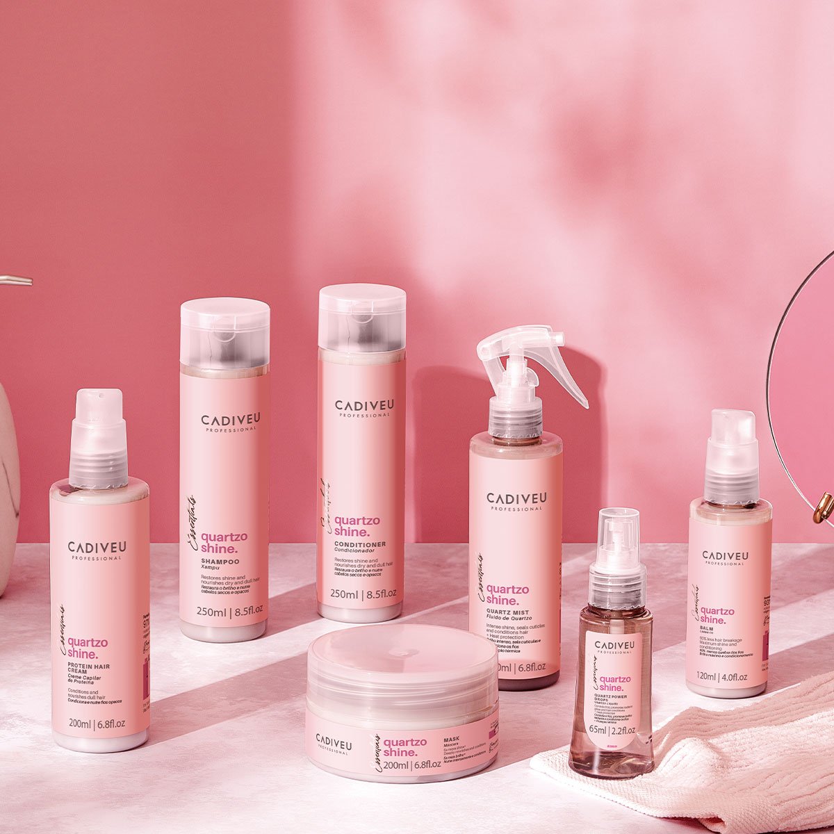 Kit Cadiveu Professional Quartzo Shine Shampoo Barra Condicionador Mascara Barra Pre Shampoo Leave-in e Oleo (6 produtos ÚNICO 4