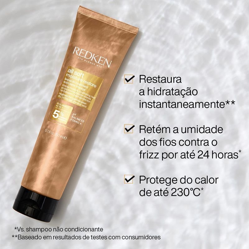 Kit Redken All Soft Shampoo Litro Condicionador e Leave-in (3 produtos) ÚNICO 4