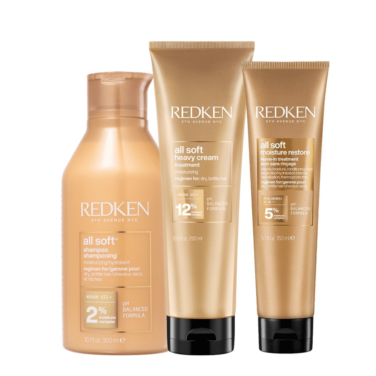 Kit Redken All Soft Shampoo Mascara e Leave-in (3 produtos)