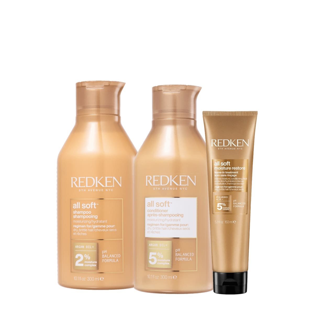 Kit Redken All Soft Shampoo Condicionador e Leave-in (3 produtos) ÚNICO 1