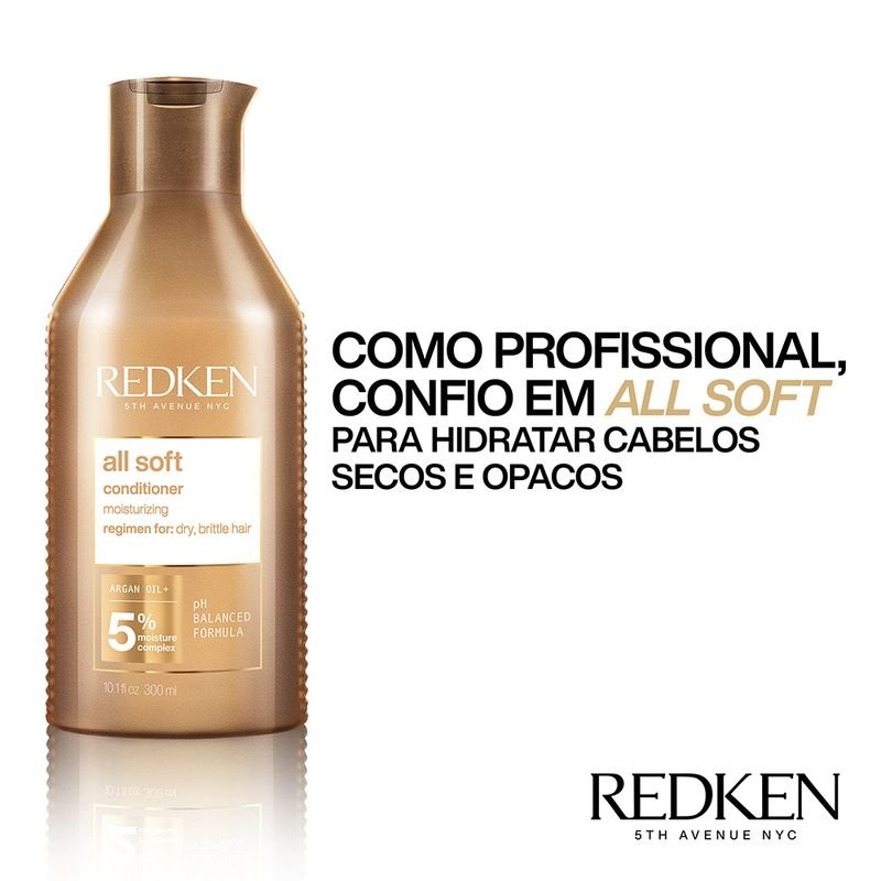 Kit Redken All Soft Shampoo Litro Condicionador Mascara G e Leave-in (4 produtos) ÚNICO 3