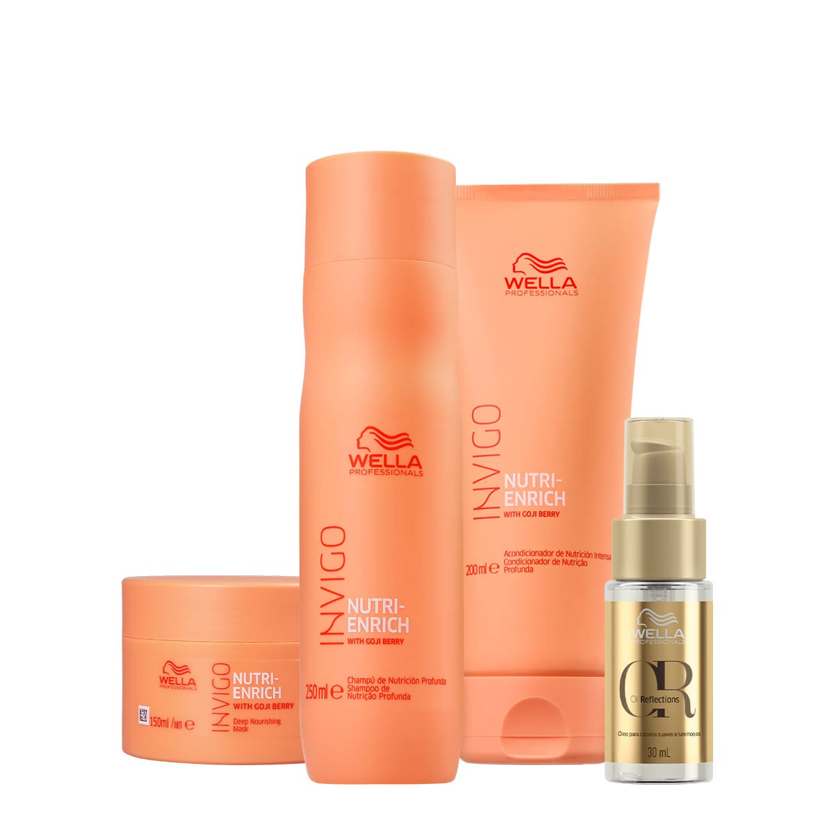 Kit Wella Professionals Invigo Nutri-Enrich Shampoo Condicionador Mascara e Oleo (4 produtos)