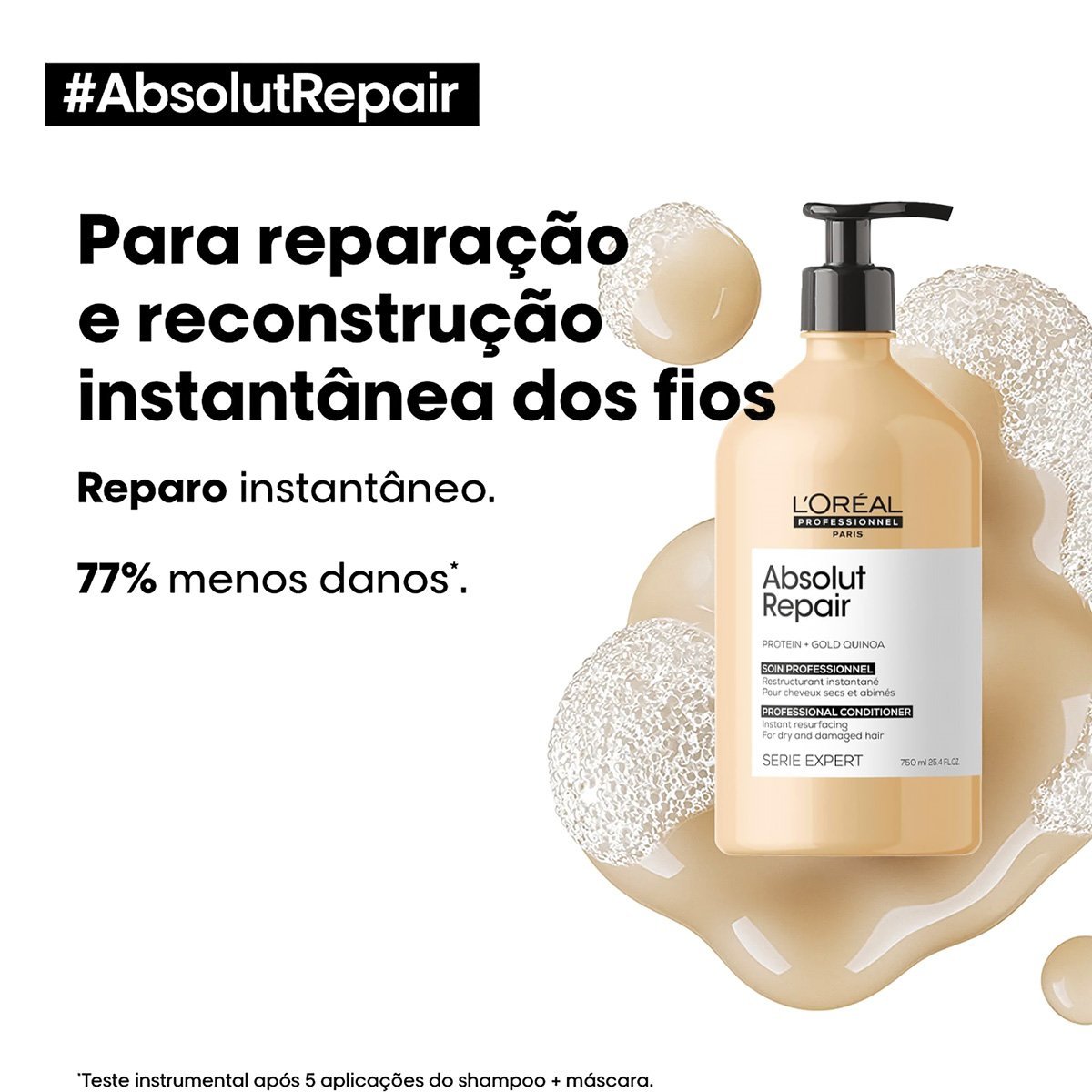 Kit LOreal Professionnel Absolut Repair Gold Quinoa Protein Duo 750ml (2 produtos) ÚNICO 3