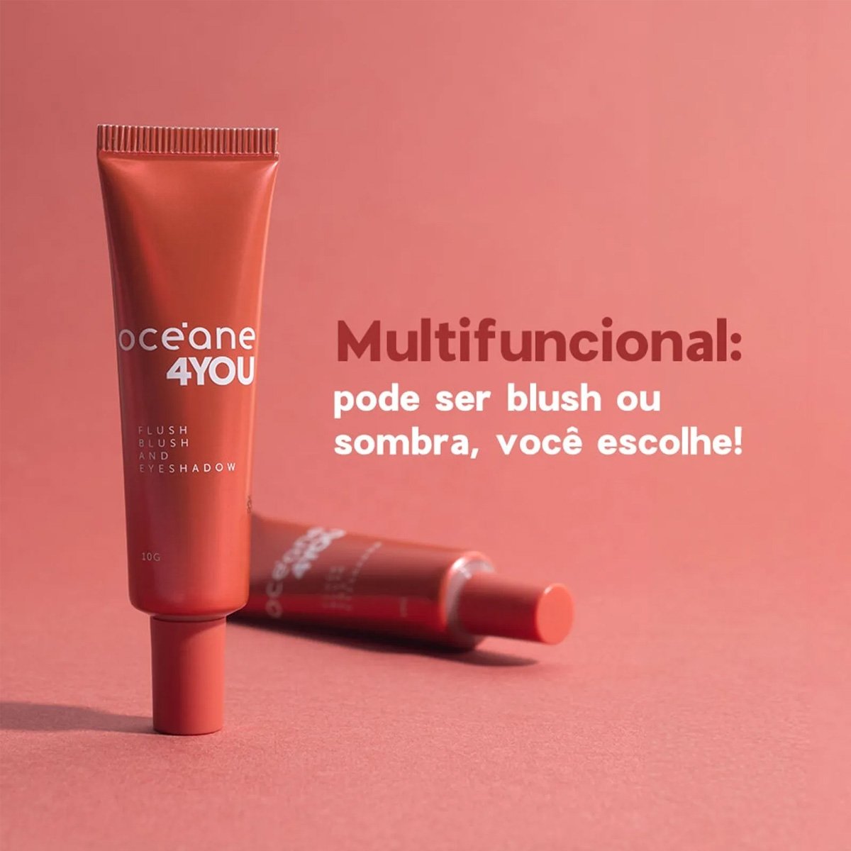 Kit Oceane 4you Trio de Sombras Cooper Shine Hidratante Labial Coral e Blush Liquido Laranja (3 Produtos) ÚNICO 2