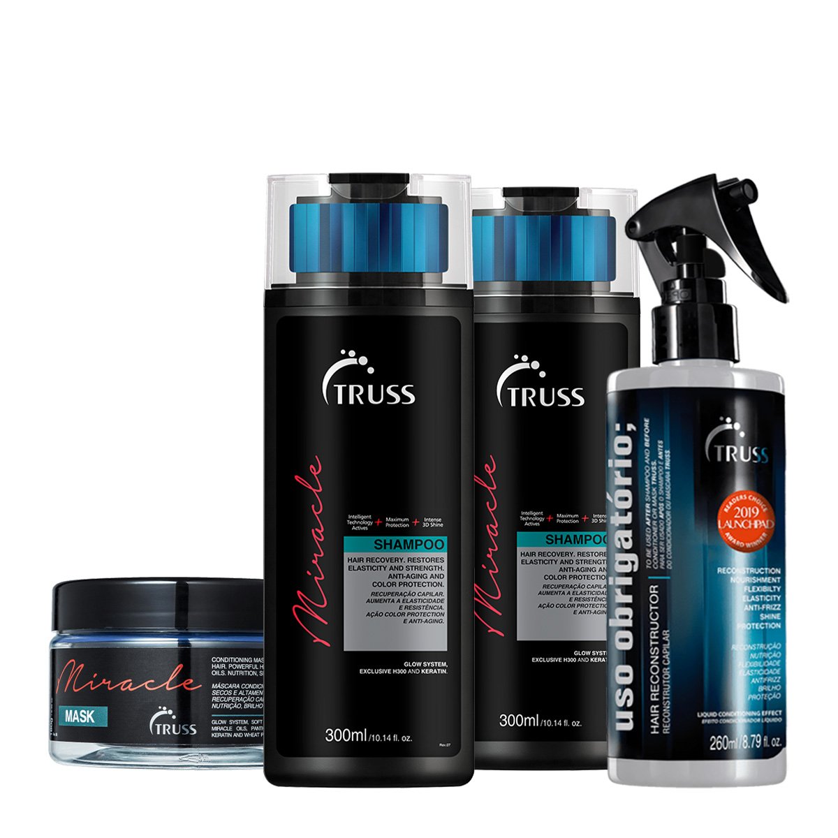 Kit Truss Miracle Shampoo Extra Mascara e Uso Obrigatorio (4 produtos)
