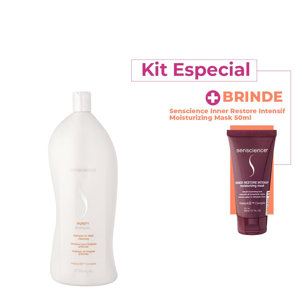 Kit Senscience Purify Shampoo Antirresiduo Litro e Inner Restore Intensif (2 produtos) ÚNICO 1