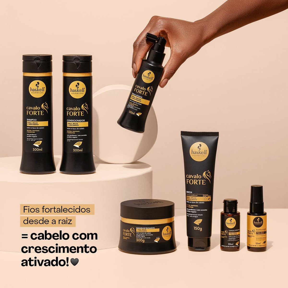 Kit Haskell Cavalo Forte Shampoo Condicionador Leave-in e Lamelar Mascara liquida (4 produtos) ÚNICO 3
