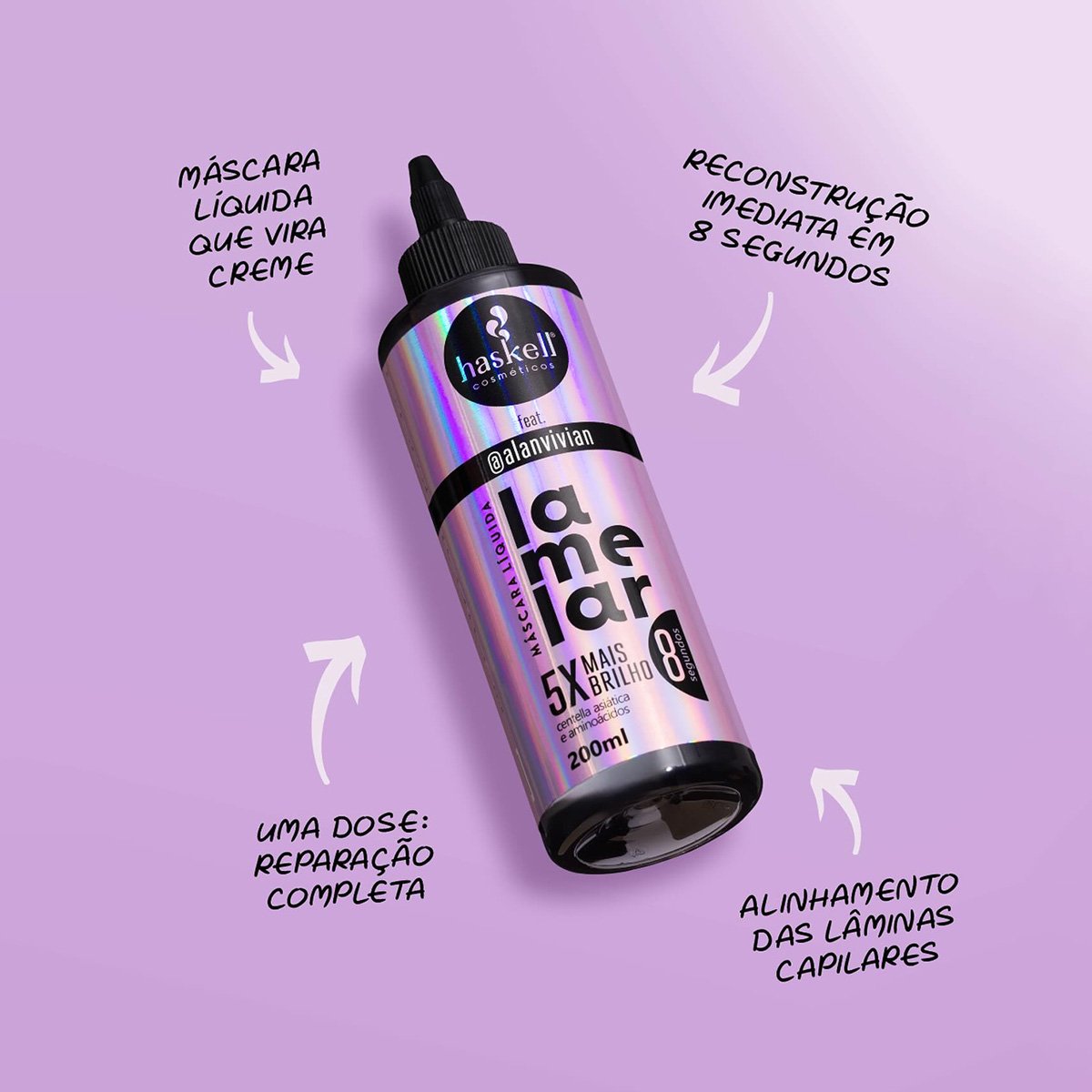 Kit Haskell Cavalo Forte Shampoo Condicionador Leave-in e Lamelar Mascara liquida (4 produtos) ÚNICO 5