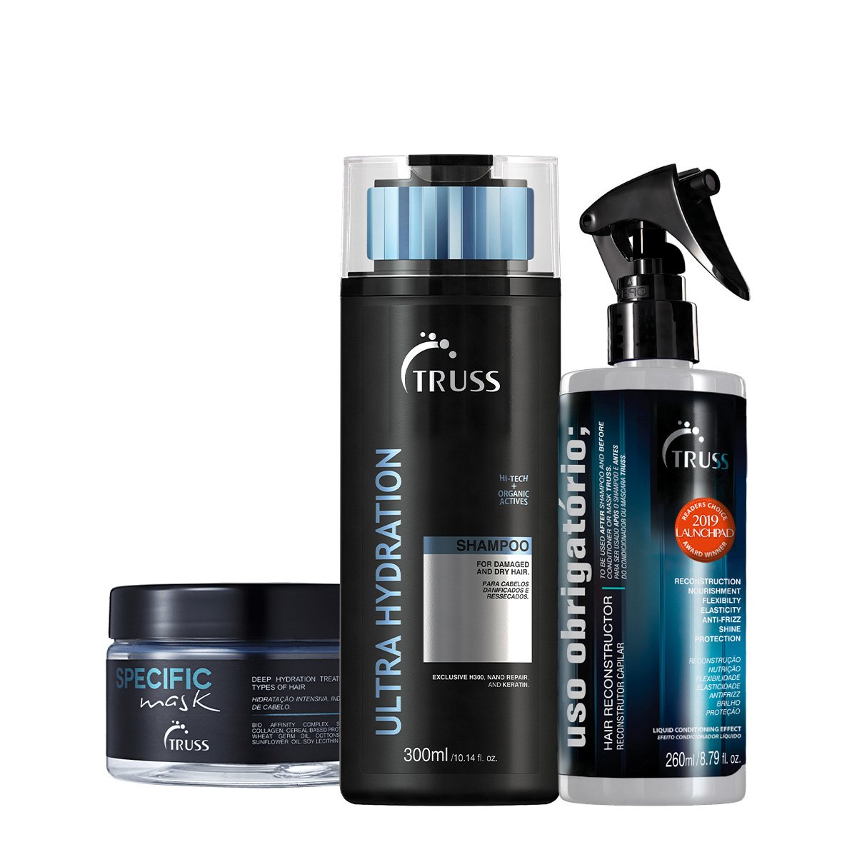 Kit Truss Ultra Hydration Shampoo Specific Mascara e Uso Obrigatorio Tratamento Reconstrutor (3 produtos) ÚNICO 1