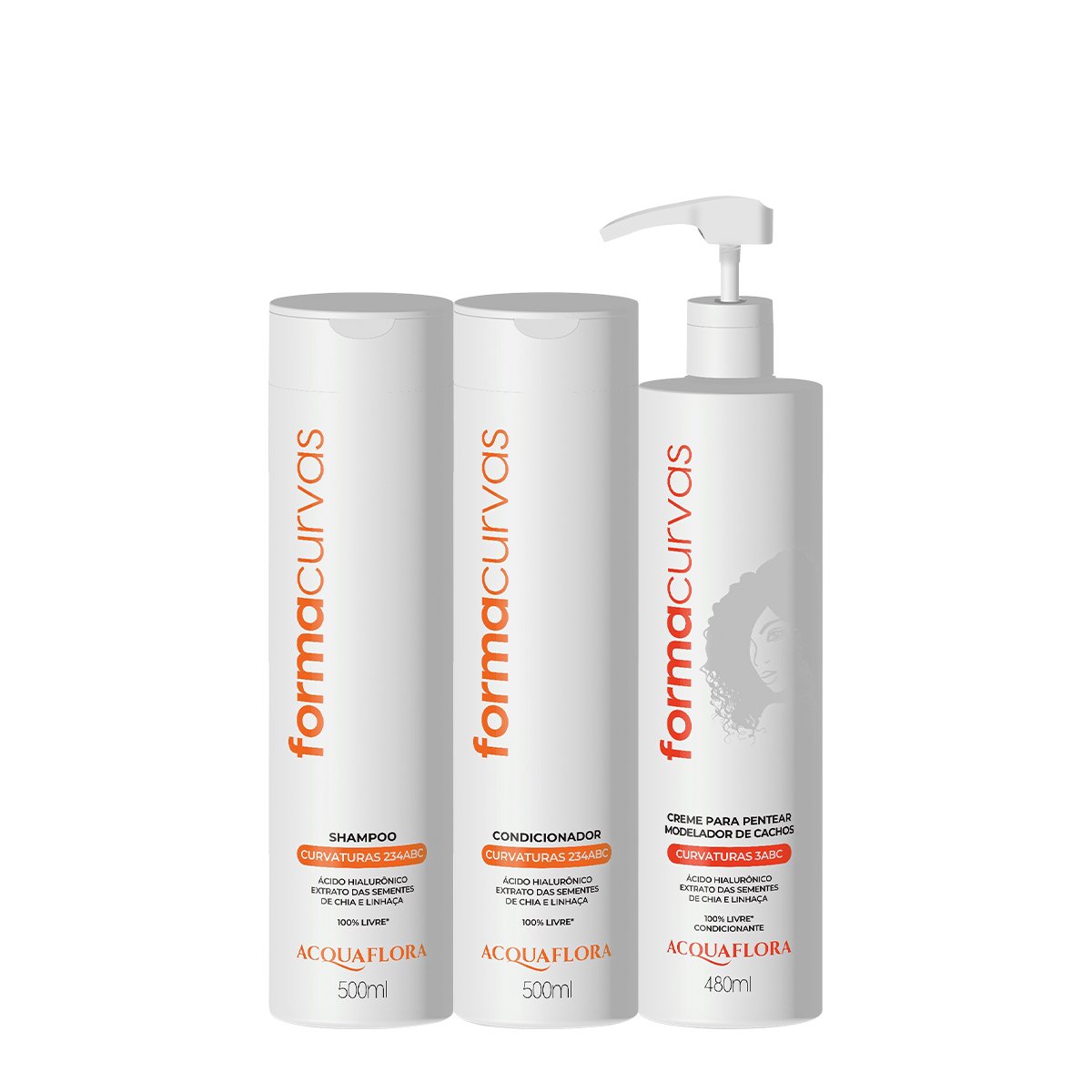 Kit Acquaflora Forma Curvas Duo e Creme de Pentear Cachos (3 produtos) ÚNICO 1