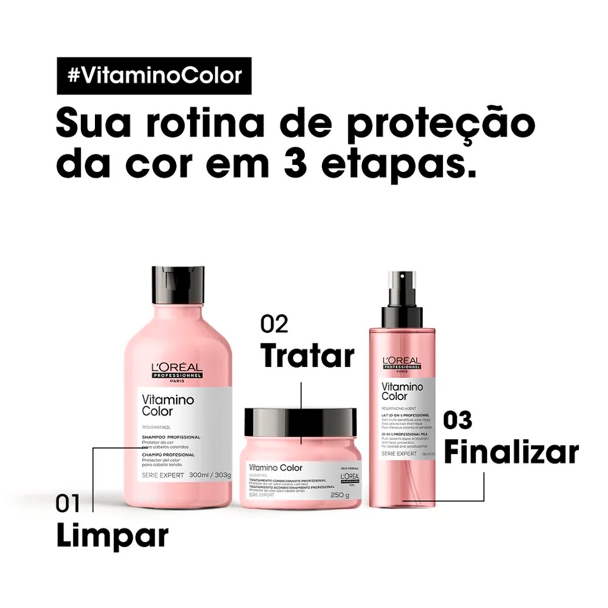Kit LOreal Professionnel NutriOil Vitamino Color Absolut Repair Cronograma Capilar (3 produtos) ÚNICO 3