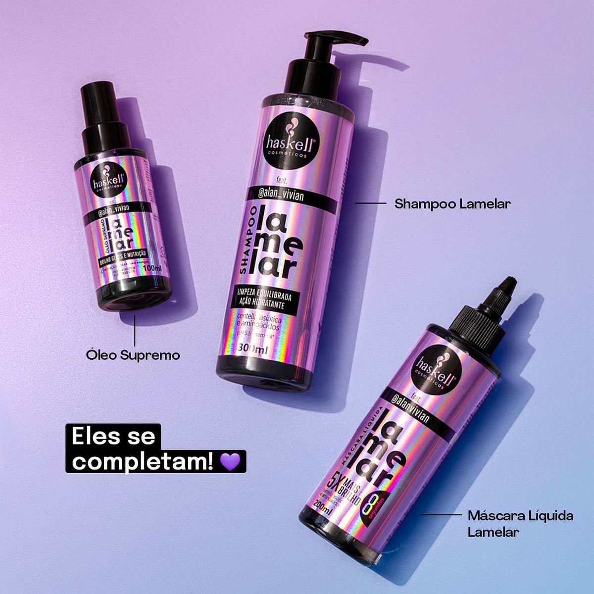 Kit Haskell Supermascara Brilho Espelhado Lamelar Oleo (2 produtos) ÚNICO 3