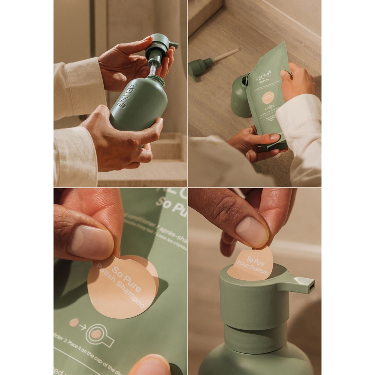 Kit Keune So Pure Restore Shampoo Refil e Dispenser Frasco (2 produtos) ÚNICO 3