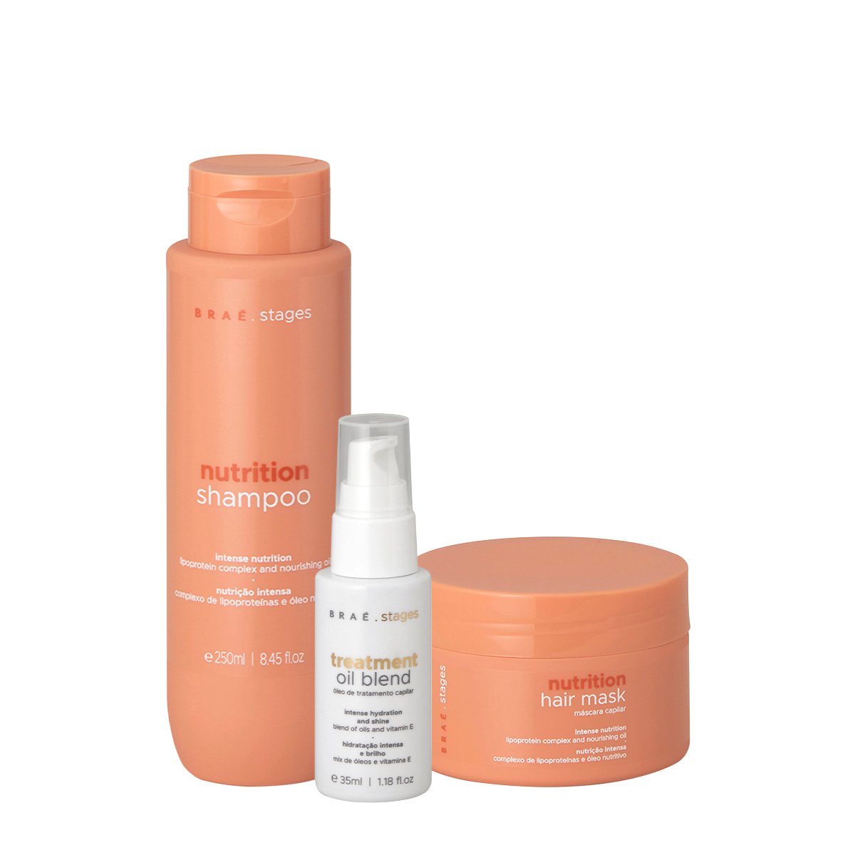 Kit Brae Stages Nutrition Shampoo Mascara Oil (3 produtos) ÚNICO 1