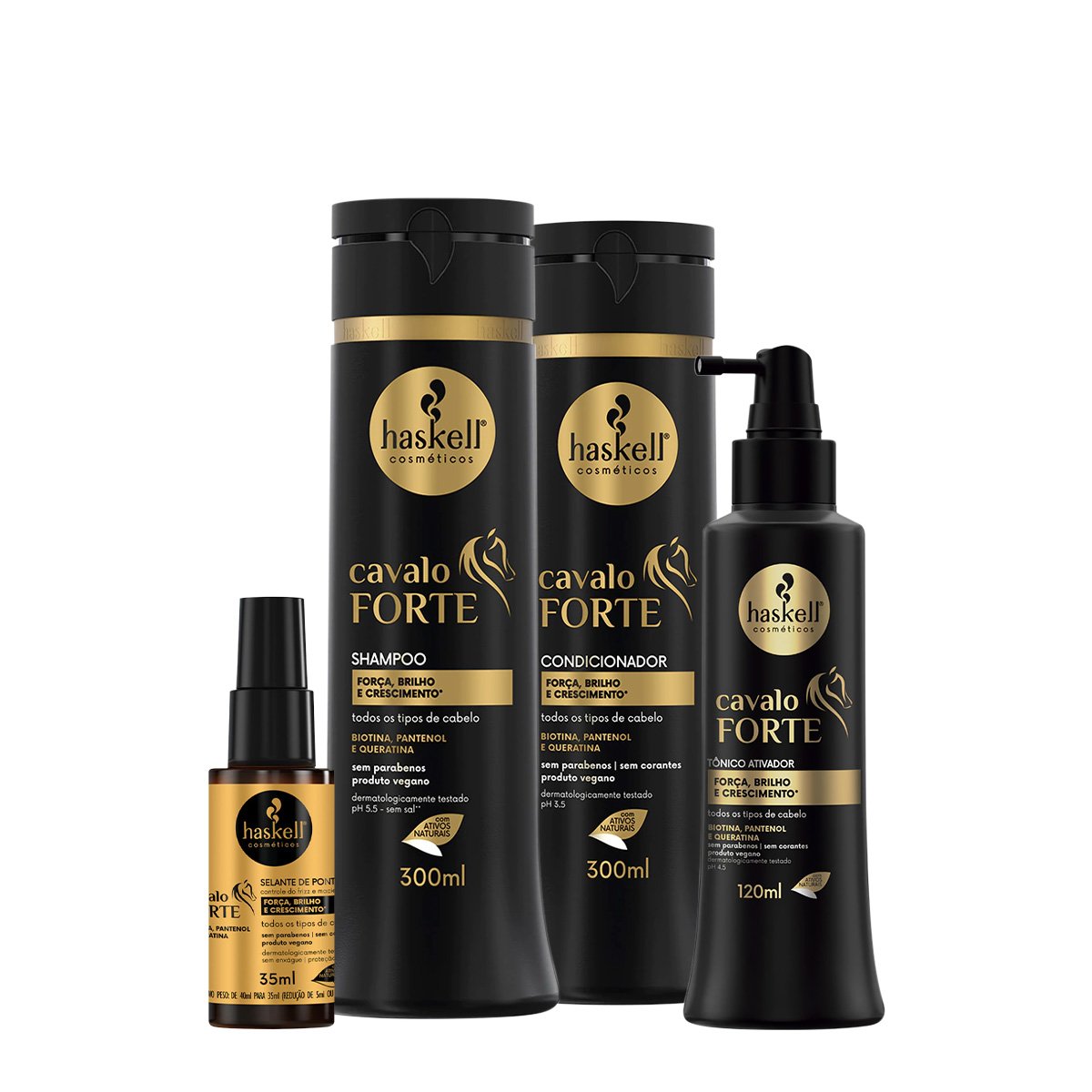 Kit Haskell Cavalo Forte Shampoo Condicionador Selante de Pontas e Tonico (4 produtos) ÚNICO 1