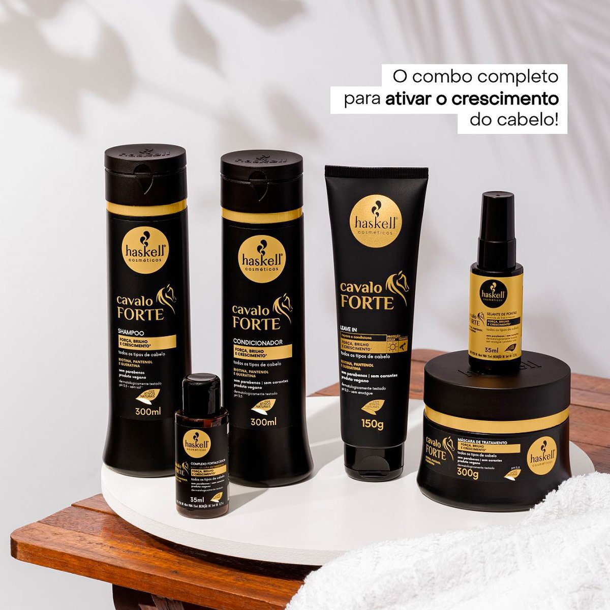 Kit Haskell Cavalo Forte Shampoo Condicionador Selante de Pontas e Tonico (4 produtos) ÚNICO 5