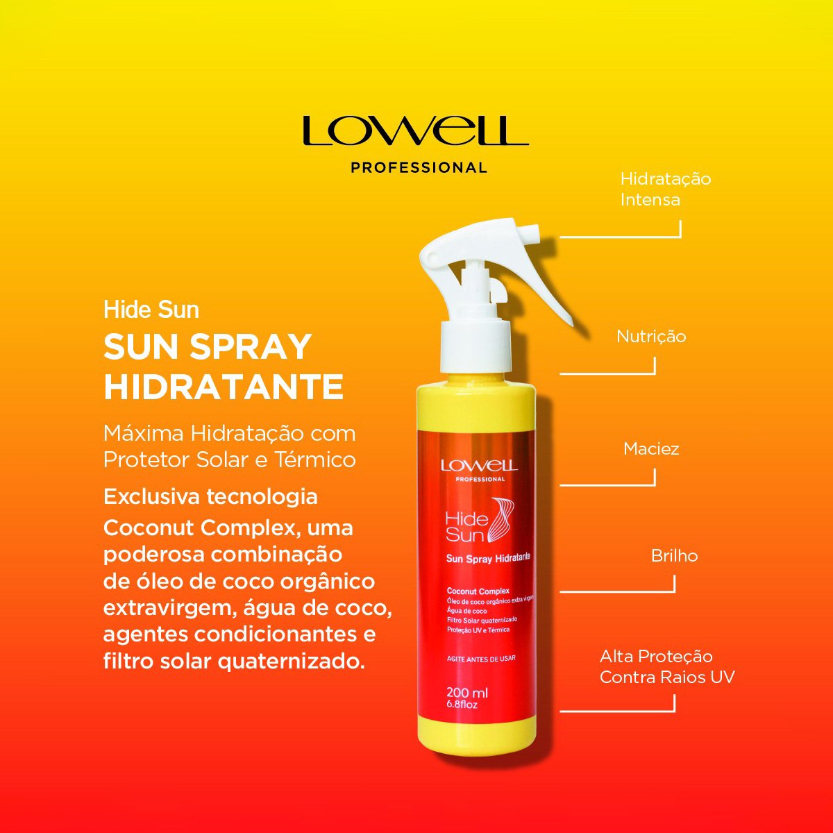 Kit Lowell Hide Sun Shampoo Spray Hidratante (2 produtos) ÚNICO 3