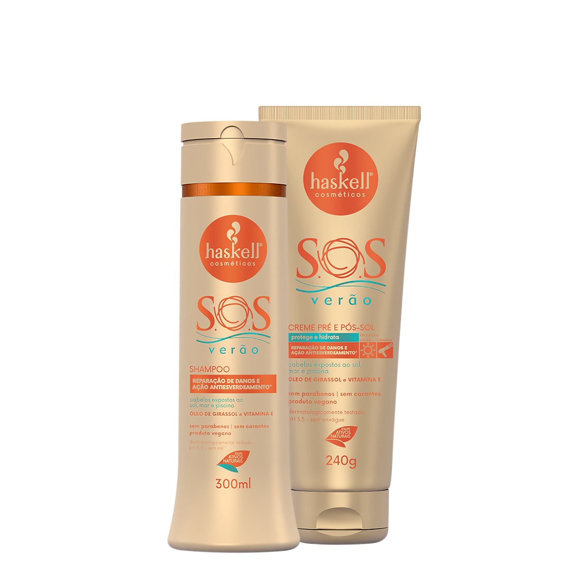 Kit Haskell S.O.S Verao Pre e Pos Sol Shampoo Creme (2 produtos)