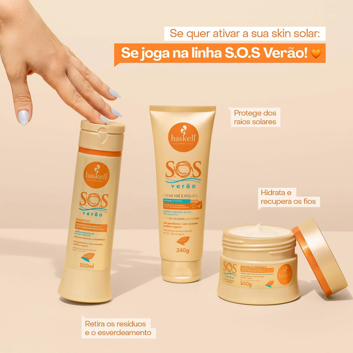 Kit Haskell S.O.S Verao Pre e Pos Sol Shampoo Creme (2 produtos) ÚNICO 4