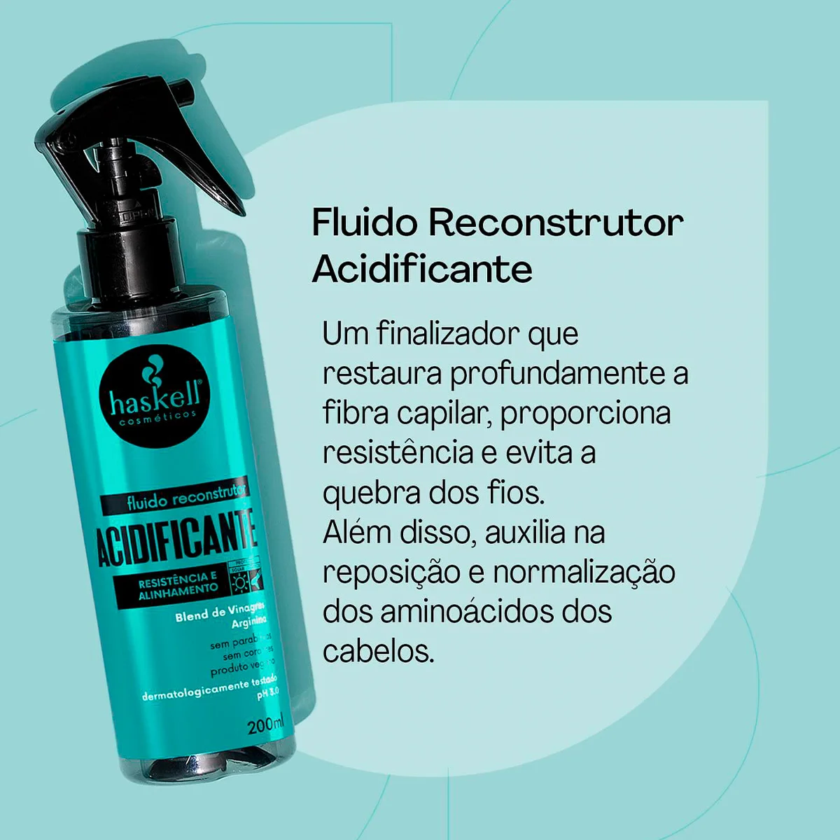 Kit Haskell Acidificante Shampoo+Supermascara+Fluido Reconstrutor (3 produtos) ÚNICO 5
