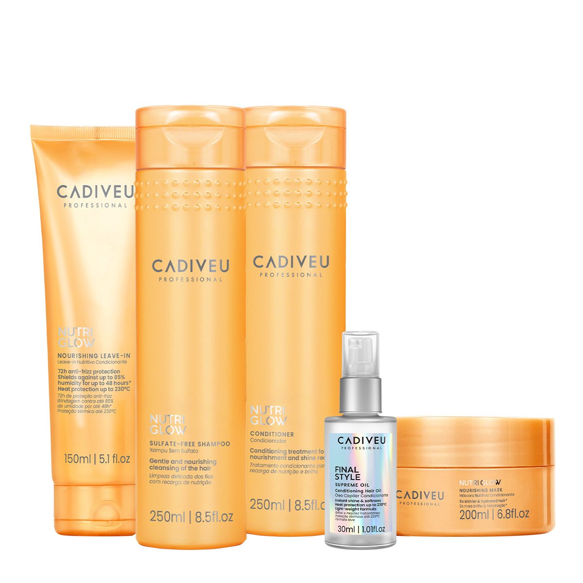 Kit Cadiveu Professional Nutri Glow Home Care Total e Final Style Oil (5 produtos) ÚNICO 1