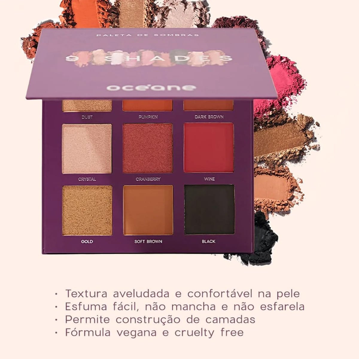 Oceane Purple 9 Shades - Paleta de Sombras 25g Multicores 3