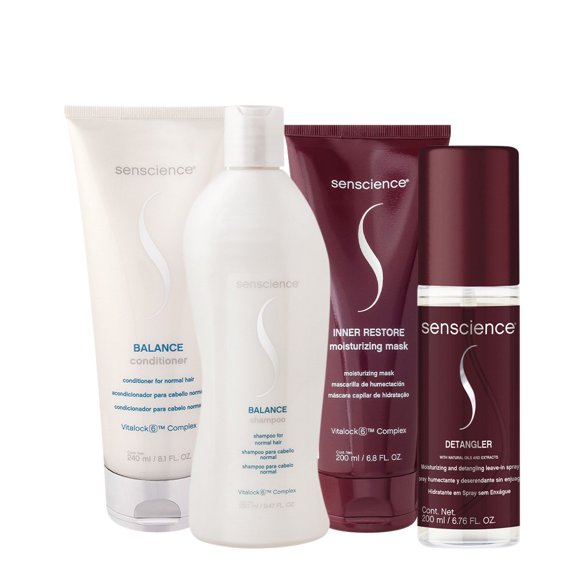 Kit Senscience Balance Inner Detangler Home Care Leave-in 200 (4 produtos) ÚNICO 1