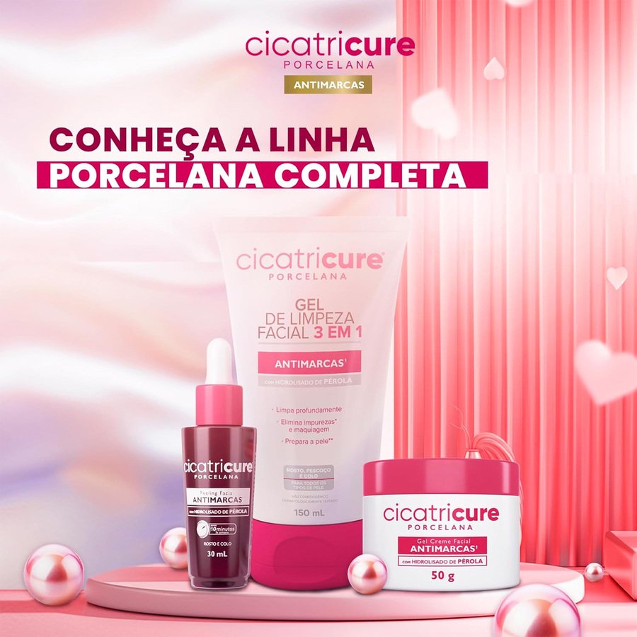 Kit Cicatricure Porcelana 3 em 1 Antissinais Gel Creme (2 produtos) ÚNICO 3