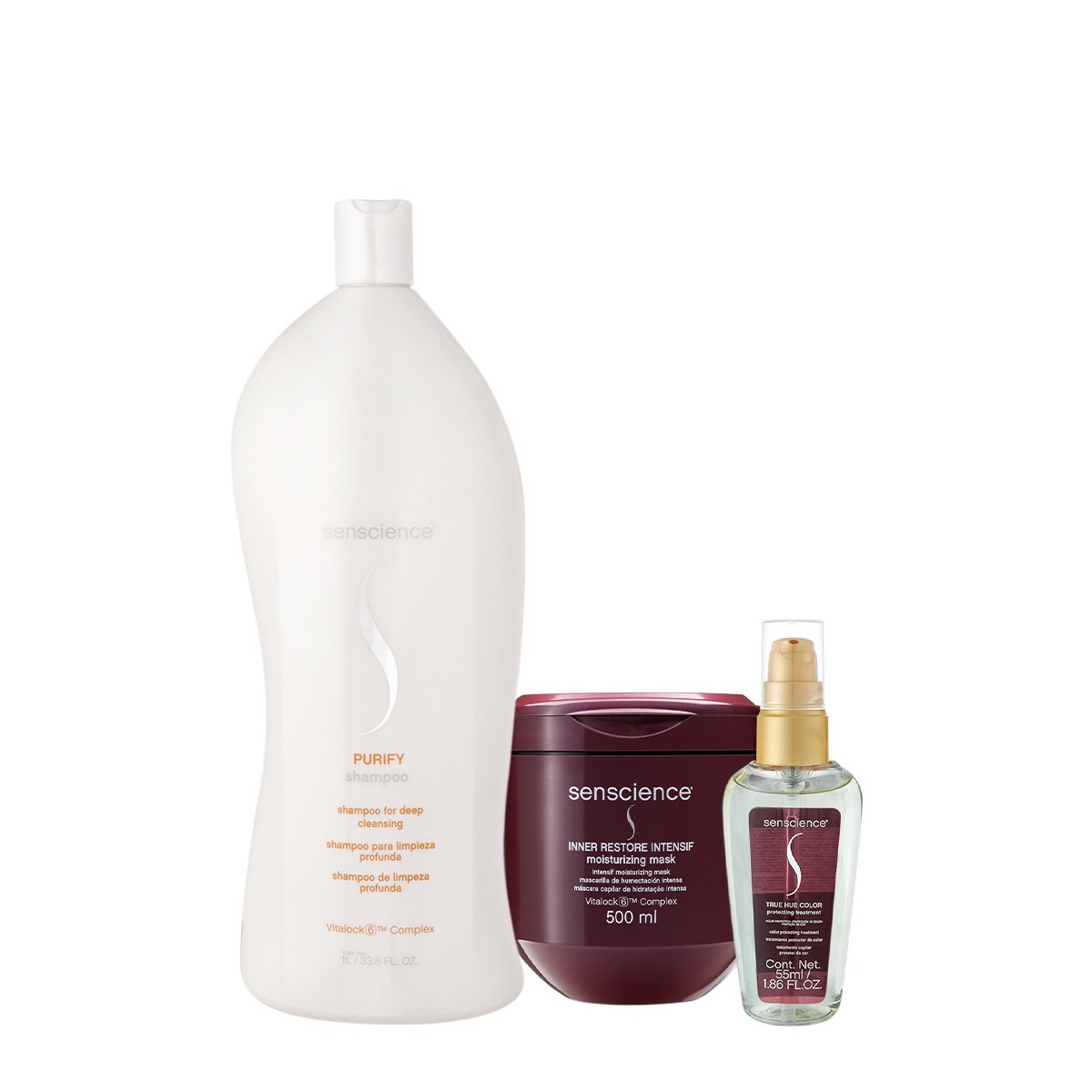 Kit Senscience Purify Shampoo 1L Intensif Mascara e True Hue Oleo (3 produtos) ÚNICO 1