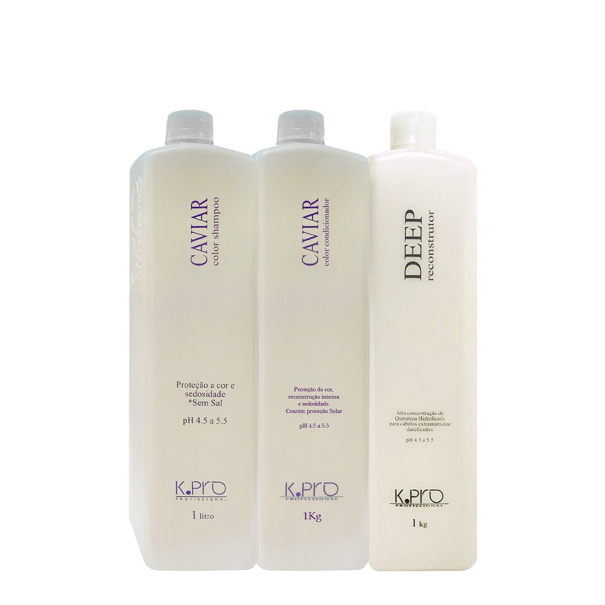 Kit K.Pro Professional Caviar Color Shampoo Condicionador e Tratamento Reconstrutor (3 produtos)