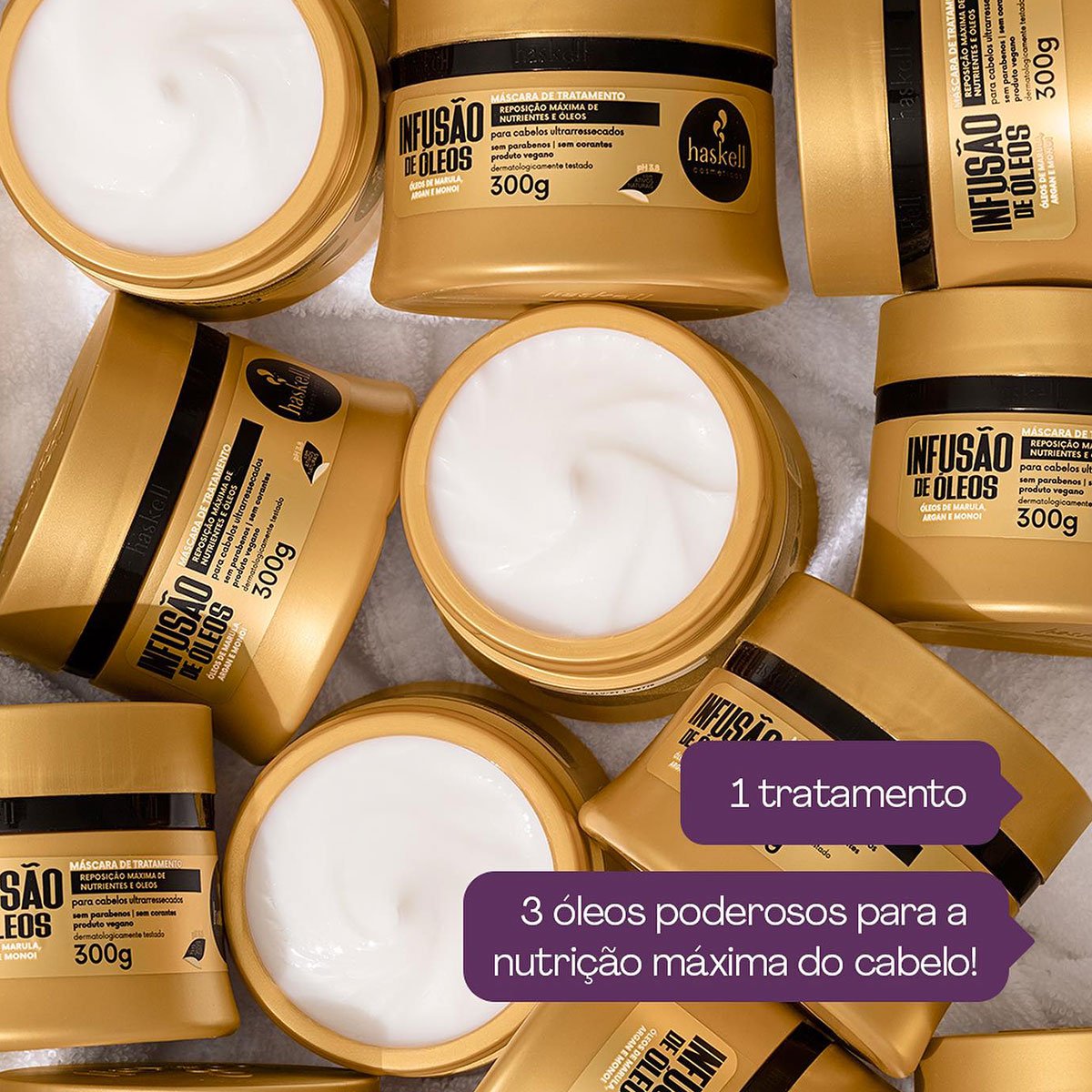 Kit Haskell Infusao de Oleos Shampoo Condicionador e Mascara G (3 produtos) ÚNICO 4