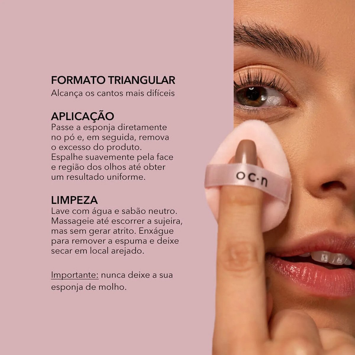 Kit Oceane Mini 5 Pinceis Drop e Powder Puff Rosa (3 produtos) ÚNICO 2