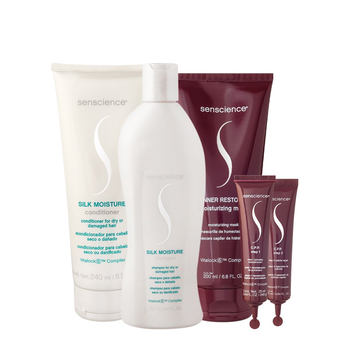 Kit Senscience Silk Moisture Inner CPR Home Care 200 Ampola (5 produtos)