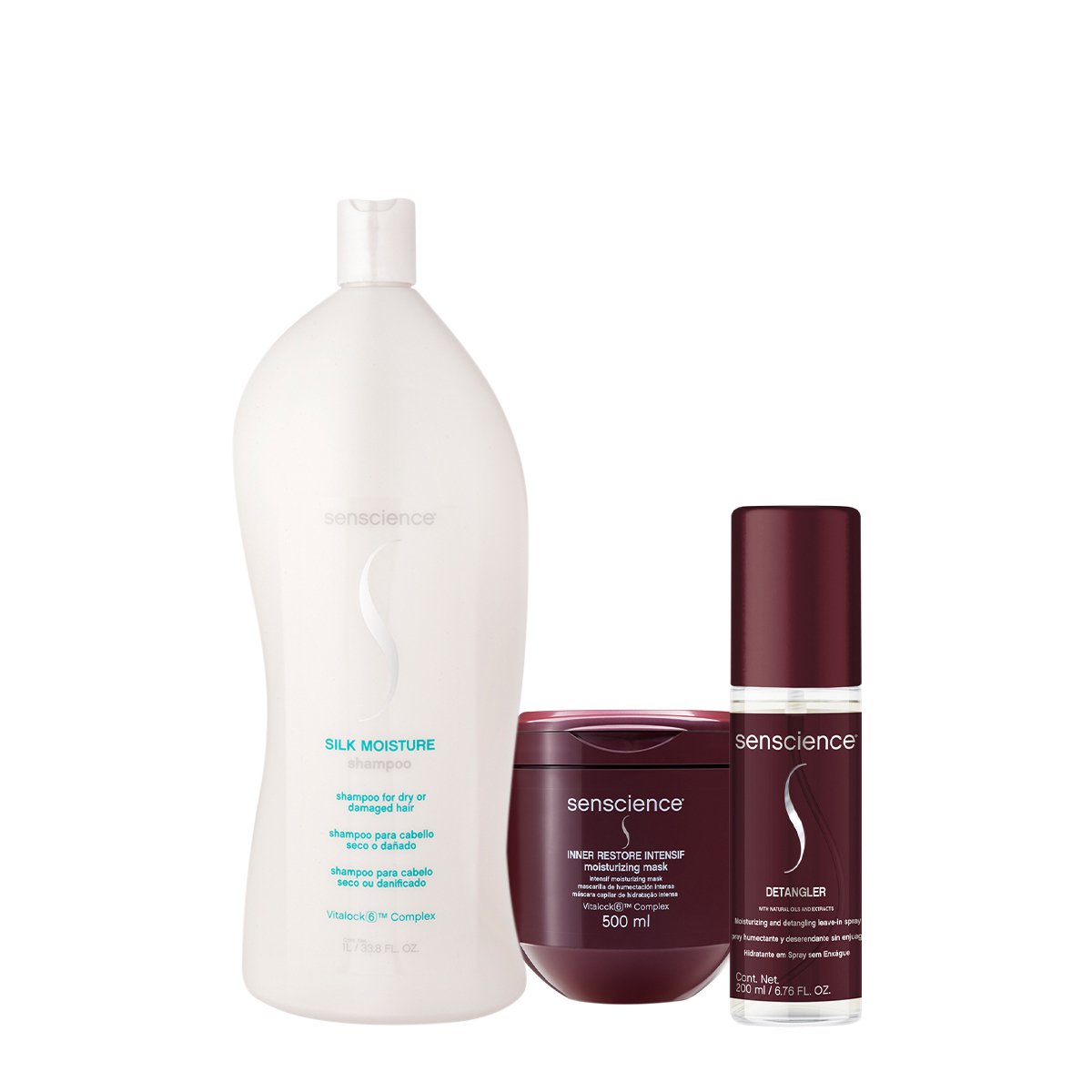 Kit Senscience Silk Moisture Intensif Detangler Shampoo G Mascara Spray (3 produtos) ÚNICO 1
