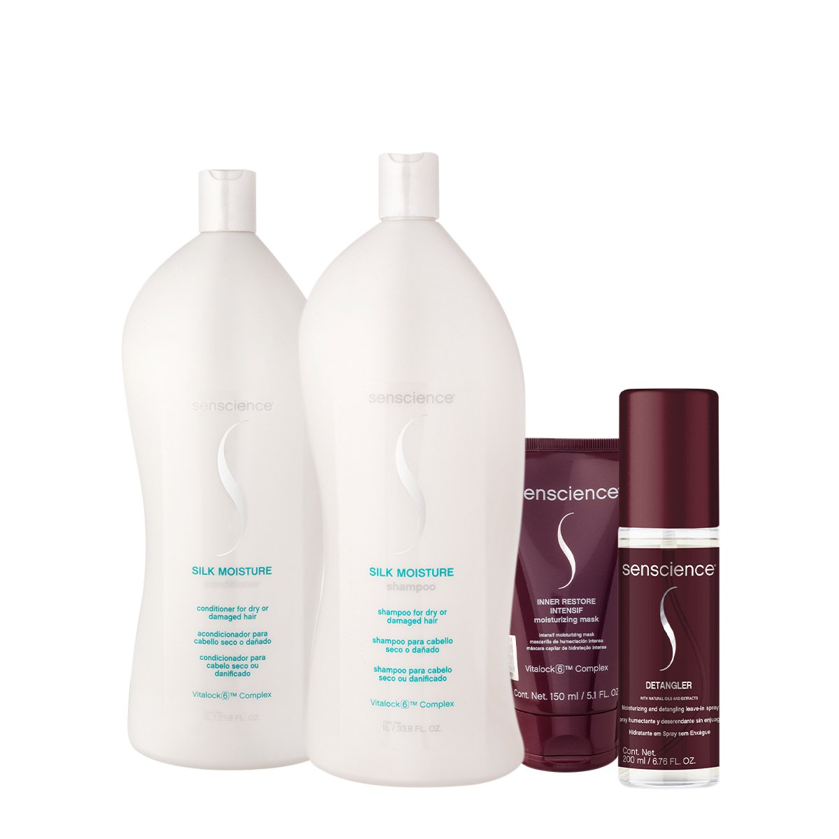 Kit Senscience Silk Moisture Intensif Detangler Salon Total 150 (4 produtos)
