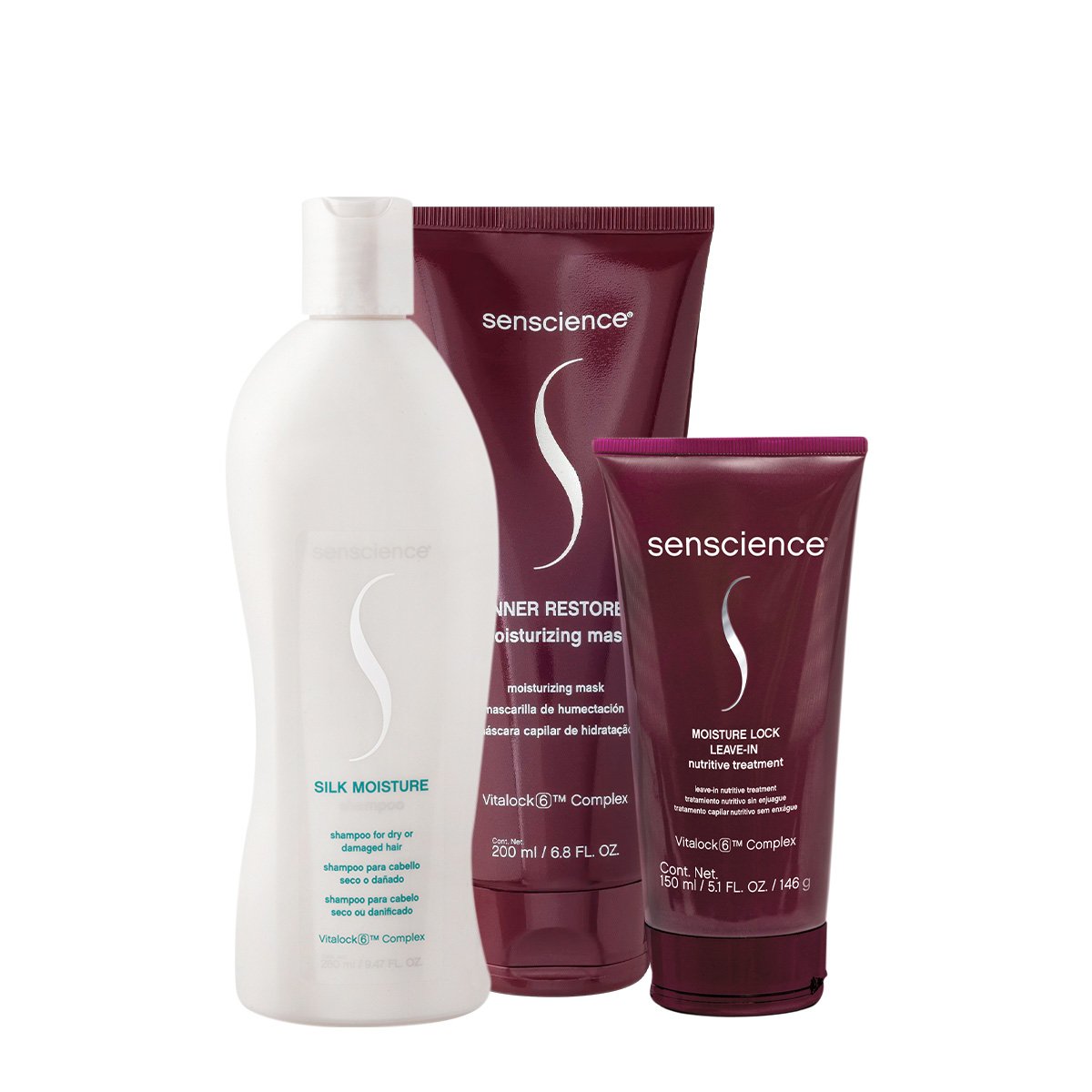 Kit Senscience Silk Moisture Lock Inner Shampoo Mascara Leave-in (3 produtos) ÚNICO 1