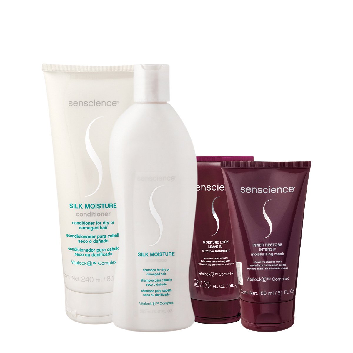 Kit Senscience Silk Moisture Lock Intensif Home Care 150 Leave-in (4 produtos) ÚNICO 1