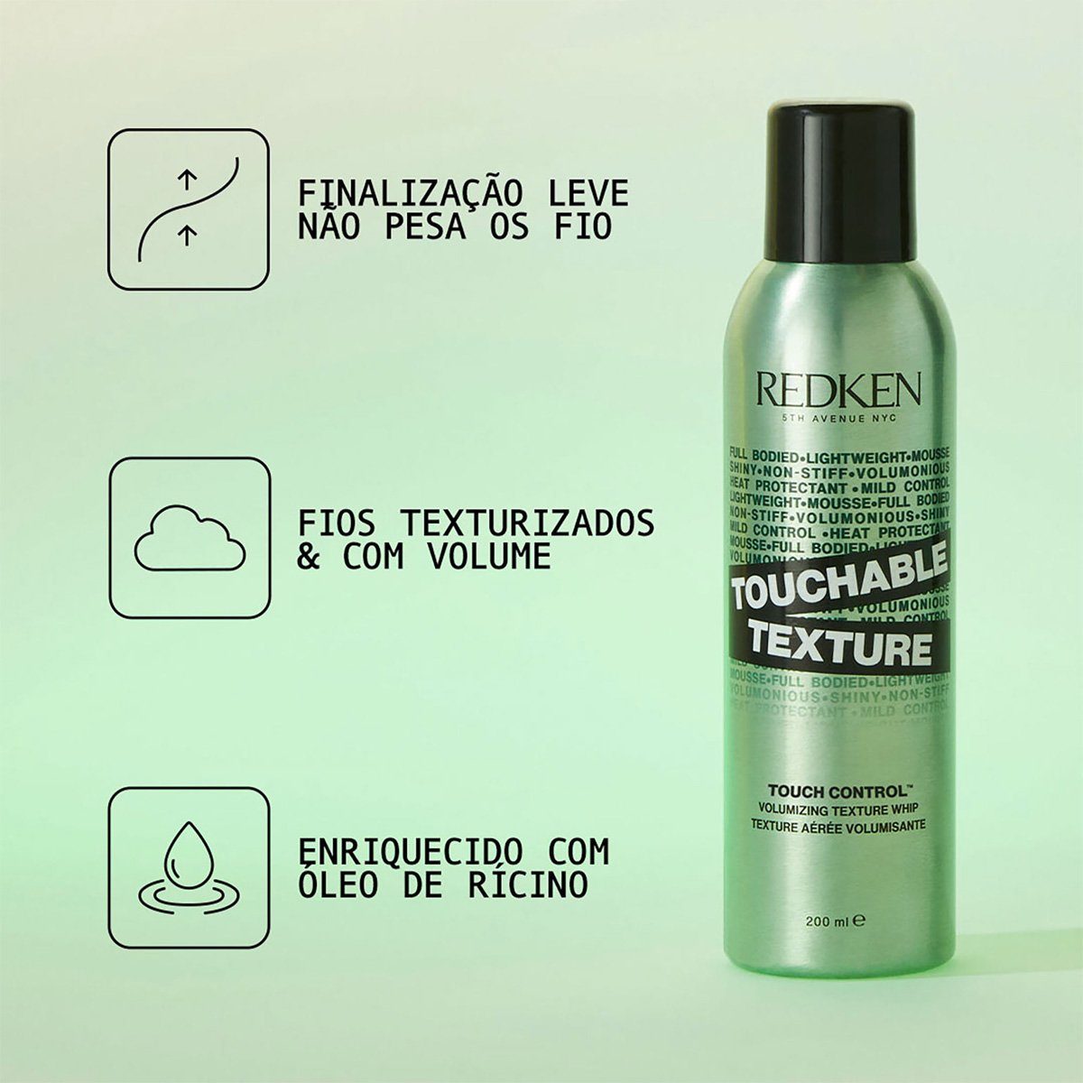 Redken Touchable Texture Styling - Mousse Fixador 200ml 200ml 2
