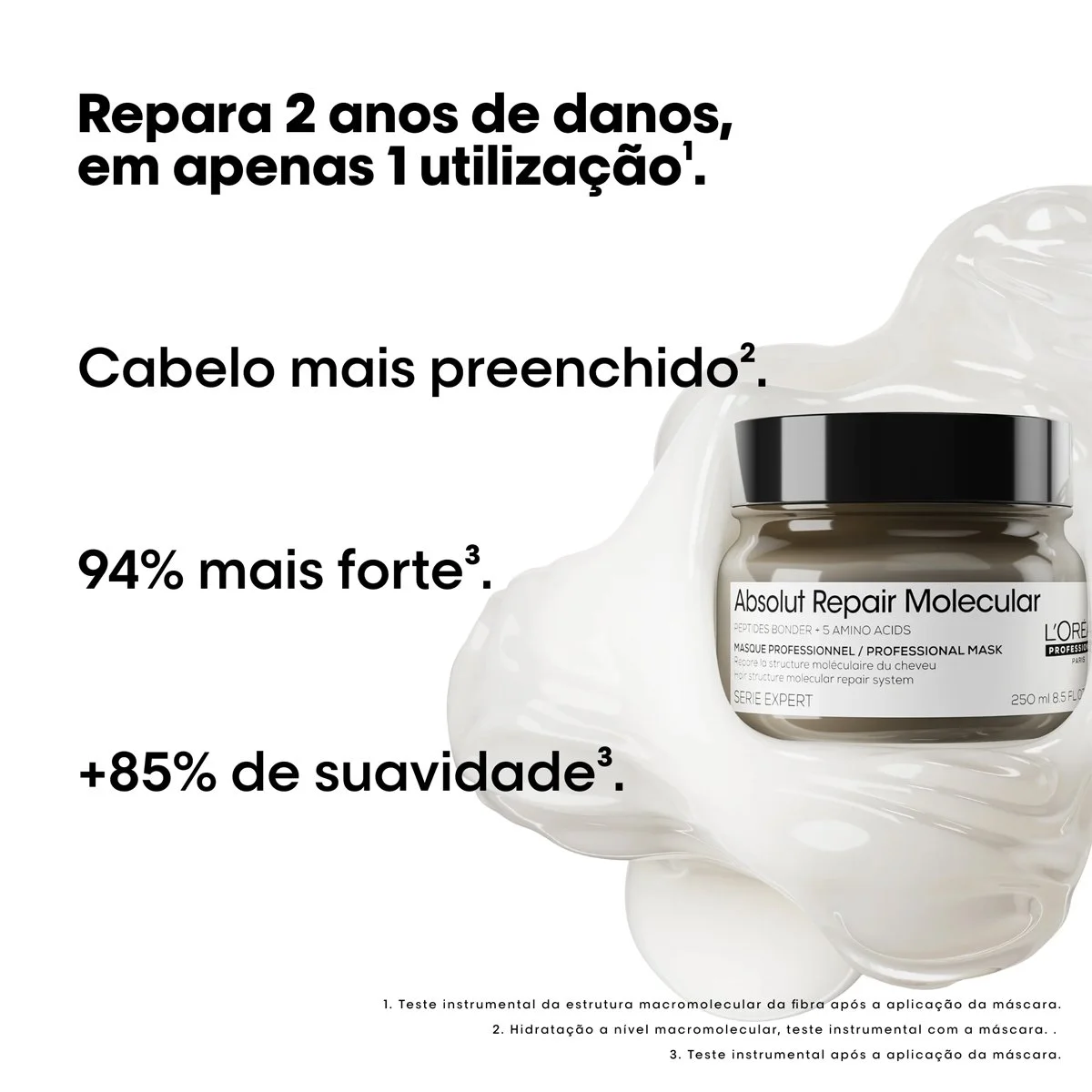 Kit LOreal Professionnel Absolut Repair Molecular Shampoo 300 Mascara (2 produtos) ÚNICO 3