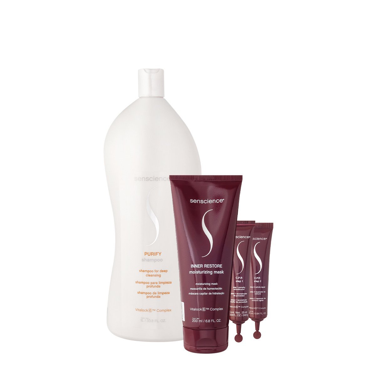 Kit Senscience Purify Shampoo Inner Restore Mascara C.P.R. Ampola (3 produtos)