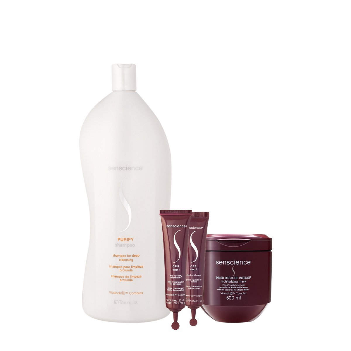Kit Senscience Purify Shampoo 1L Intensif Mascara e C.P.R. (3 produtos)