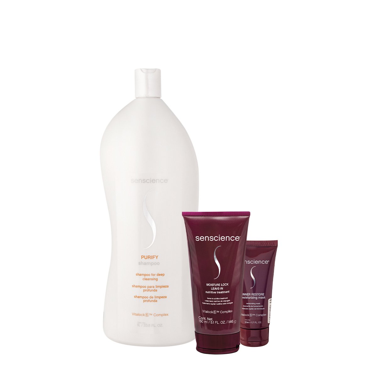 Kit Senscience Purify Shampoo Inner Restore Mascara Mostuire Leave-in (3 produtos) ÚNICO 1
