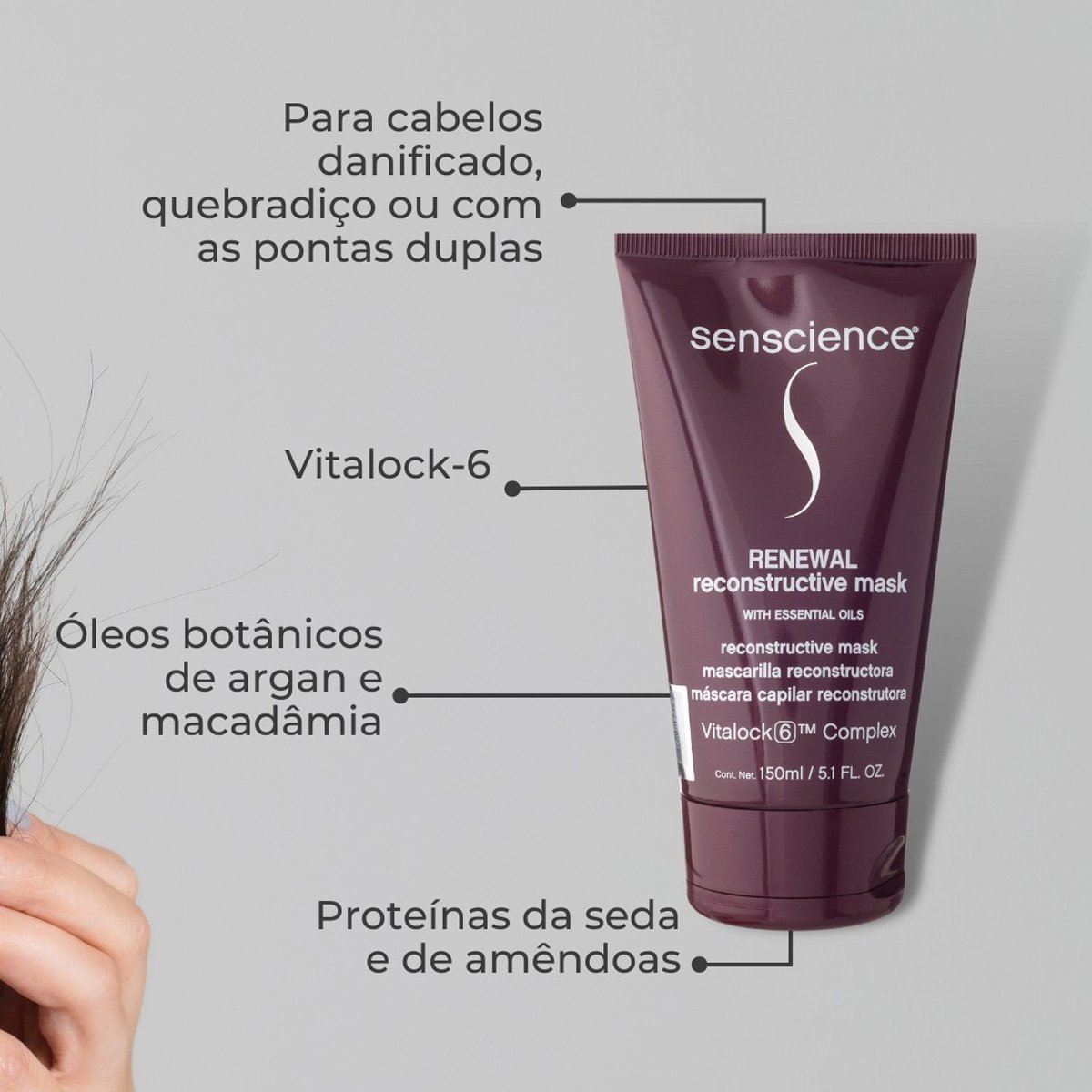 Kit Senscience Purify Shampoo Renewal Mascara Detangler Leave-in (3 produtos) ÚNICO 4