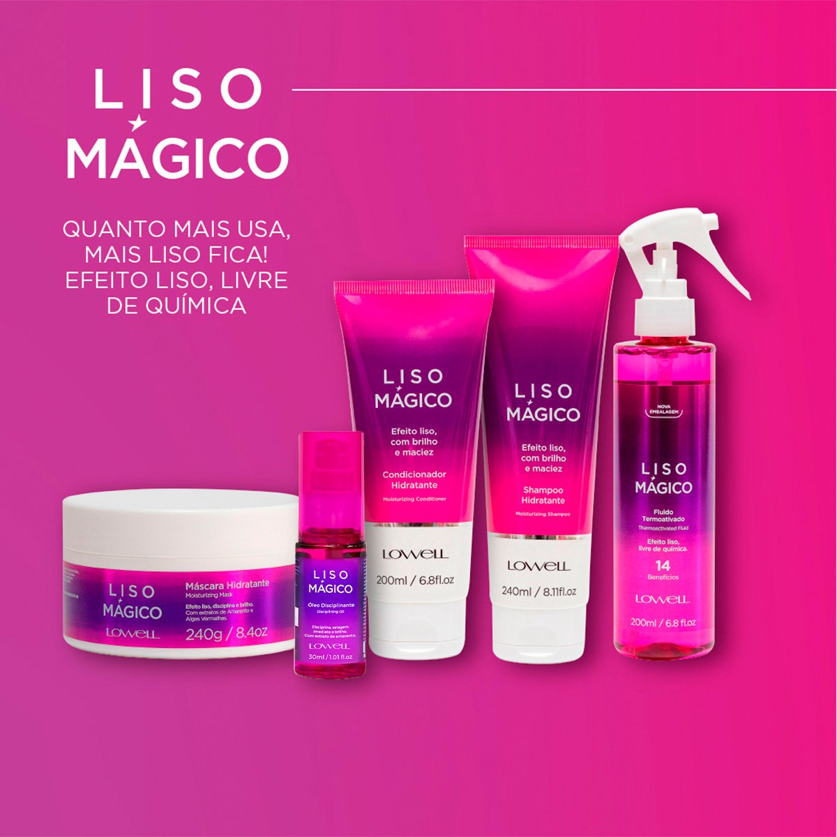 Kit Lowell Liso Magico Oleo Fluido (2 produtos) ÚNICO 4
