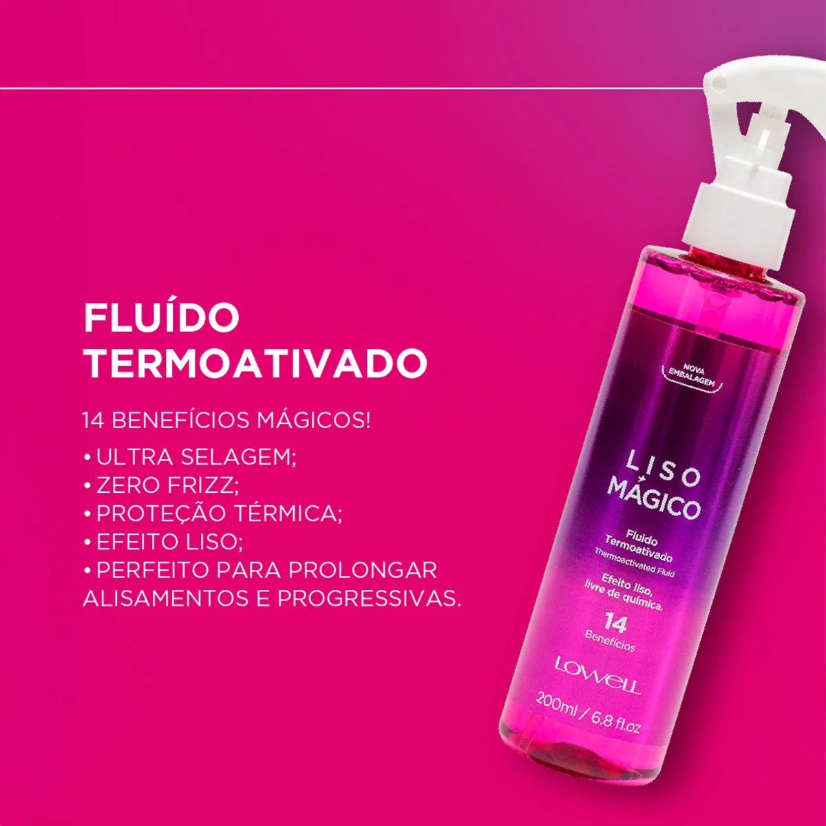 Kit Lowell Liso Magico Mascara Oil Fluido (3 produtos) ÚNICO 3