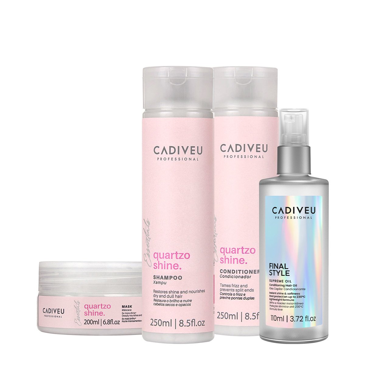 Kit Cadiveu Professional Quartzo Shine Home Care e Supreme Final Style Oil (4 produtos) ÚNICO 1