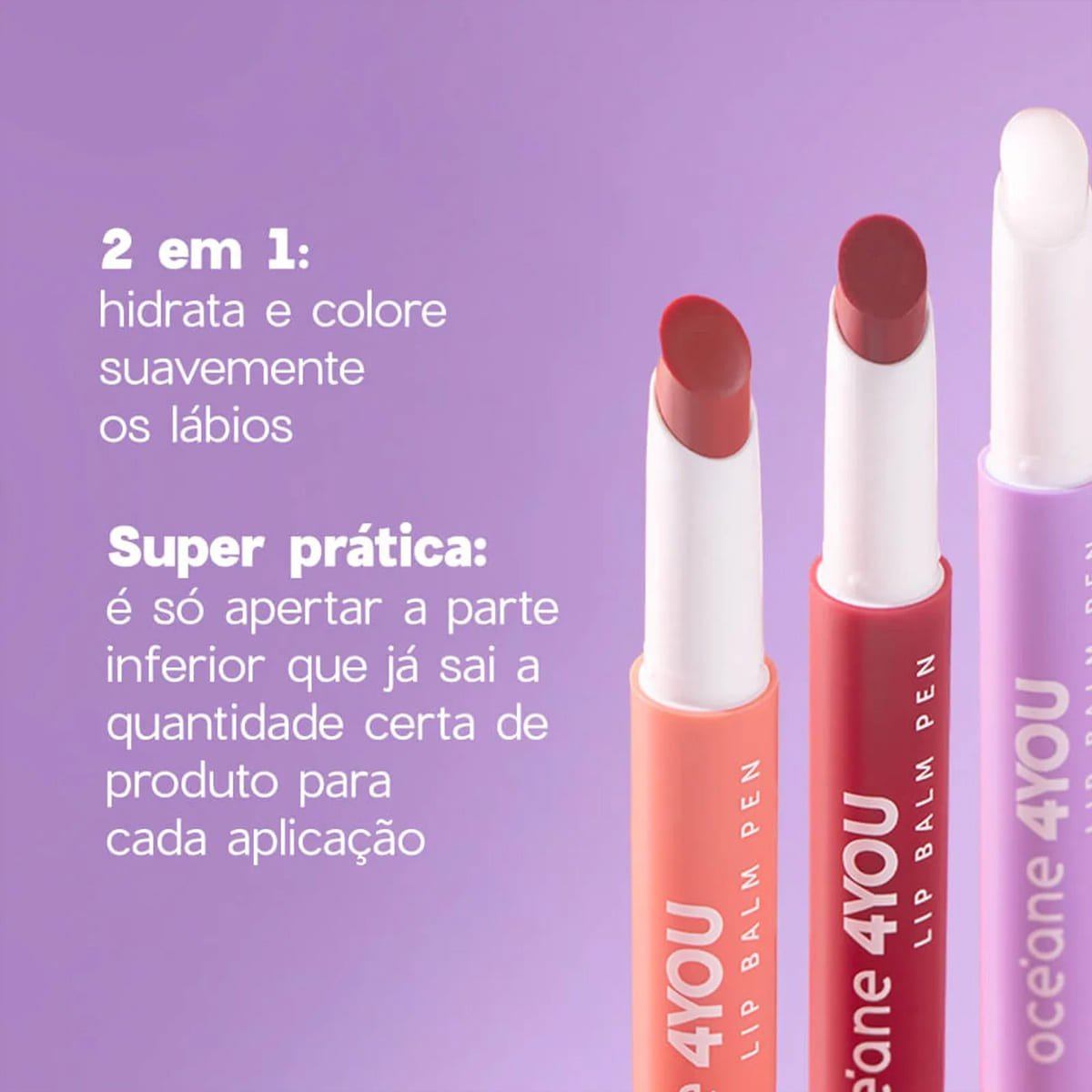 Kit Oceane 4you Sombra Rose Sparkle Lip Balm Clear e Flush Bright Cherry (3 produtos) Multicores 3