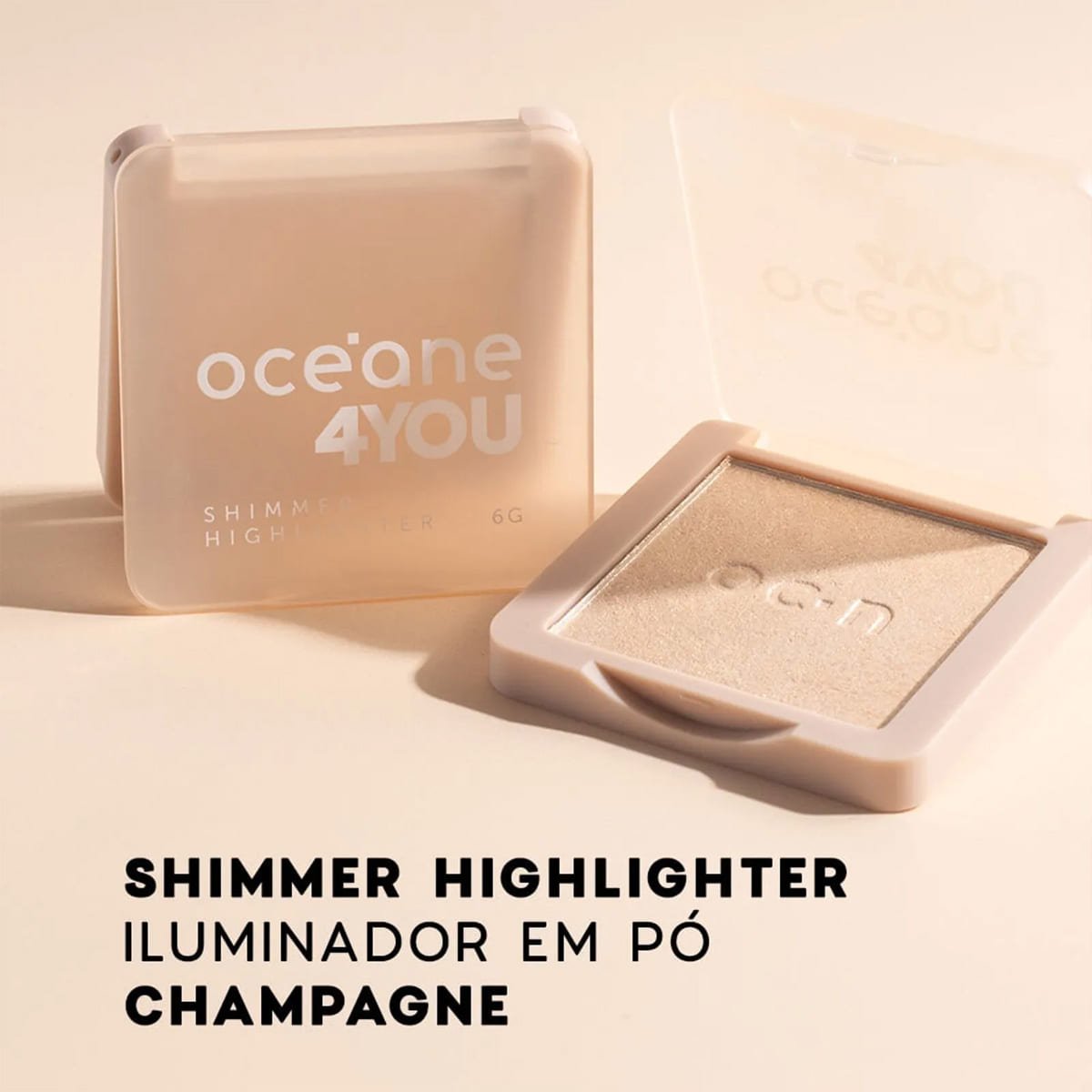Kit Oceane 4you Blush Cremoso Coral Pink Iluminador em Po Champagne (2 produtos) Multicores 5